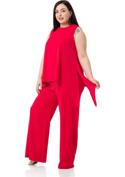 Büyük Beden Bluz Pantolon Kırmızı Takım fırsatları