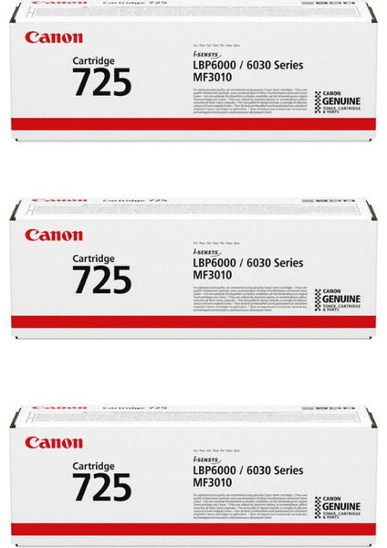Crg -725 I-Sensys LBP-6000B Orjinal Toner 3'lü Avantaj Paket 3*1,600 Sayfa Kapasiteli NI95