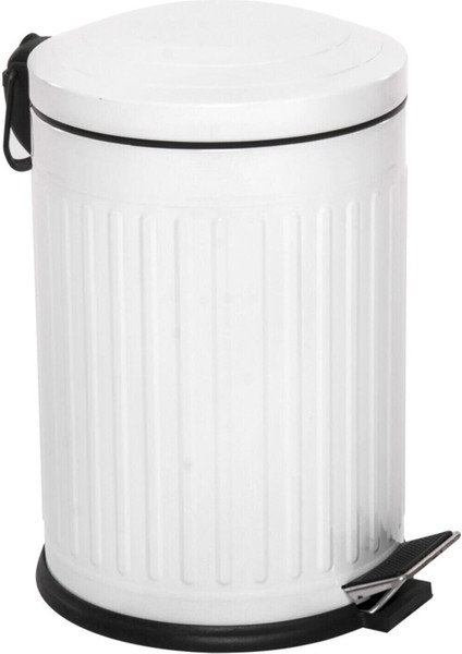Vintage Beyaz Çöp Kovası Çöp Kutusu Çizgili Model 12 Litre