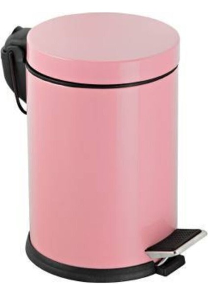 Çelik Metal 12 Litre Pedallı Çöp Kutusu Çöp Kovası Pembe