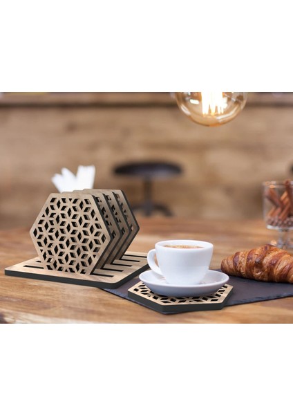 5'li Lazer Kesim Ahşap Bardak Altlığı Seti, Ev Dekorasyonu, Ev Bar Dekoru, Mutfak Dekoru, Ahşap Bardak Altlıkları, Masa Aksesuarı-2