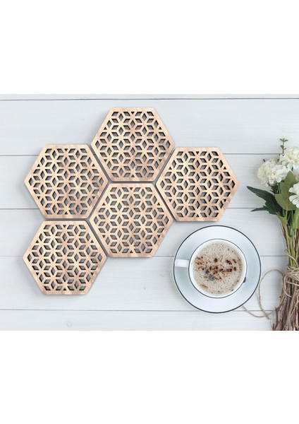 5'li Lazer Kesim Ahşap Bardak Altlığı Seti, Ev Dekorasyonu, Ev Bar Dekoru, Mutfak Dekoru, Ahşap Bardak Altlıkları, Masa Aksesuarı-2 modelleri