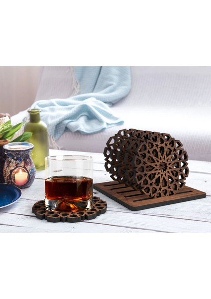 5'li Lazer Kesim Ahşap Bardak Altlığı Seti, Ev Dekorasyonu, Ev Bar Dekoru, Mutfak Dekoru, Ahşap Bardak Altlıkları, Masa Aksesuarı modelleri