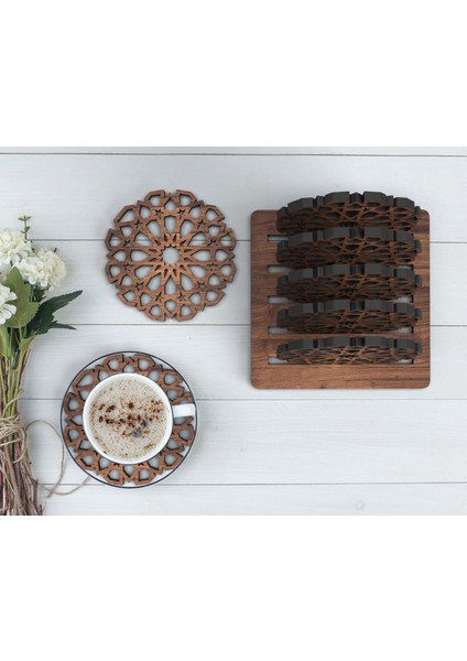 5'li Lazer Kesim Ahşap Bardak Altlığı Seti, Ev Dekorasyonu, Ev Bar Dekoru, Mutfak Dekoru, Ahşap Bardak Altlıkları, Masa Aksesuarı fırsatları