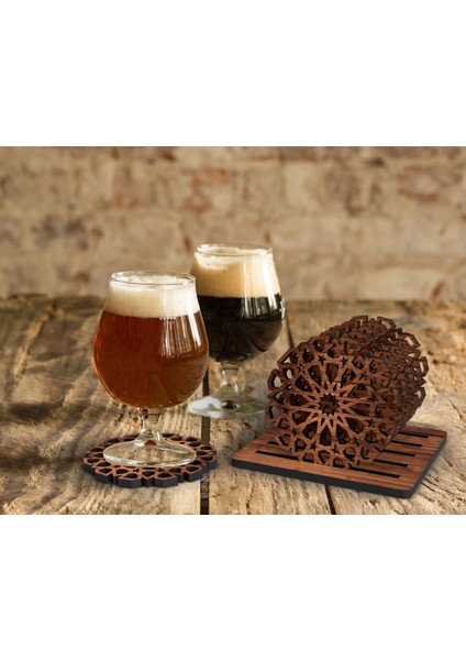 5'li Lazer Kesim Ahşap Bardak Altlığı Seti, Ev Dekorasyonu, Ev Bar Dekoru, Mutfak Dekoru, Ahşap Bardak Altlıkları, Masa Aksesuarı indirimleri