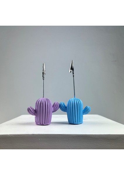 Kaktüs Not Tutucu 2'li Set (Lila- Açık Mavi)
