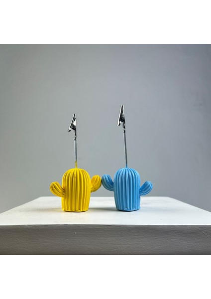 Kaktüs Not Tutucu 2'li Set (Sarı- Açık Mavi)