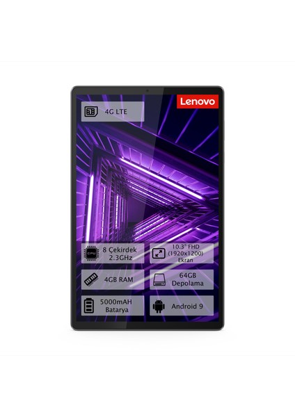 Tab M10 TB-X606X 4GB 64GB 10.3" 4G LTE Tablet - Gri ZA5V0270TR