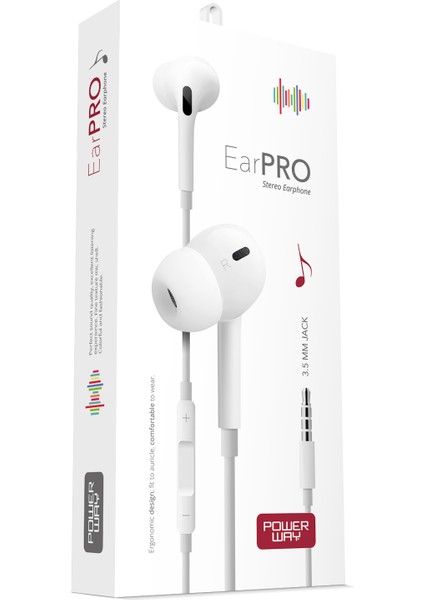 Earpro Yüksek Çözünürlüklü Ses ve Mikrofonlu Kulak Içi Kulaklık - Beyaz