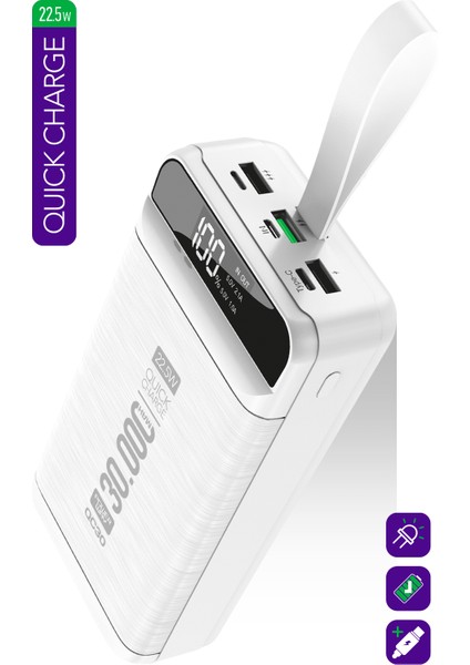 Pd 22.5W 30.000 Mah 3.0 Hızlı Şarj (Gerçek 30.000 Mah ) QC30 Powerbank