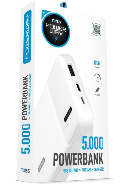 Txs5 Beyaz 5.000 Mah Powerbank