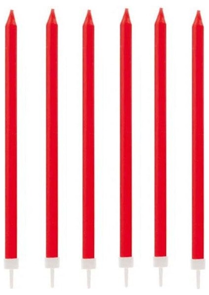 14 cm Kırmızı Pasta Mumu 12'li