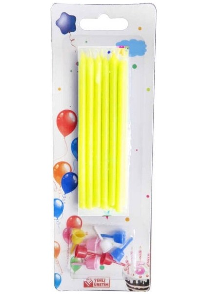 Doğum Günü Pasta Mumu Pastel 10 cm - 12 Adet Sarı