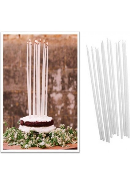 Beyaz Pasta Mumu 30 cm 8 Li Paket