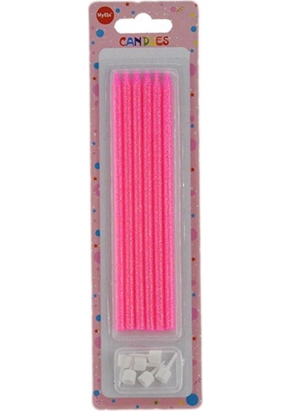 Doğum Günü Pasta Mumu Simli 6 Lı Pembe