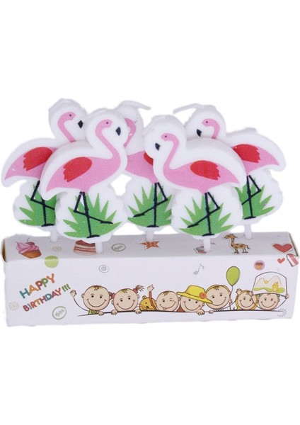 Flamingo Temalı Kürdanlı Mum 5 Li Set