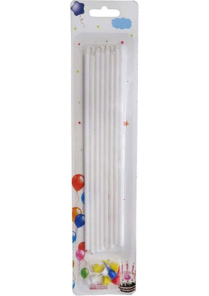 Doğum Günü Pasta Mumu Pastel 15 cm - 10'lu Beyaz