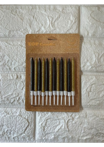 12LI Simli Pasta Mumu Gold-Siyah 10 cm