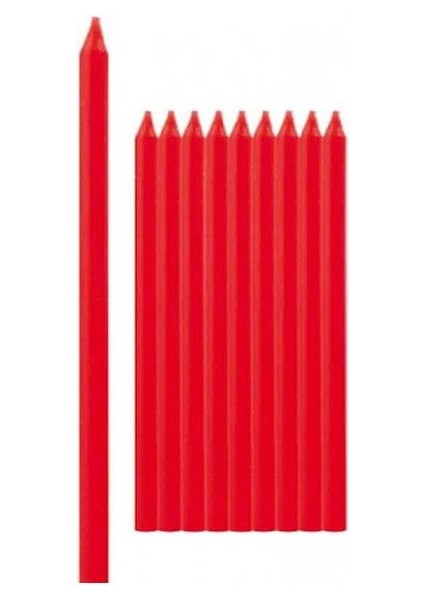 20 cm Kırmızı Pasta Mumu 12'li