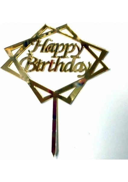 Happy Birthday Çerçeveli Altın Pleksi