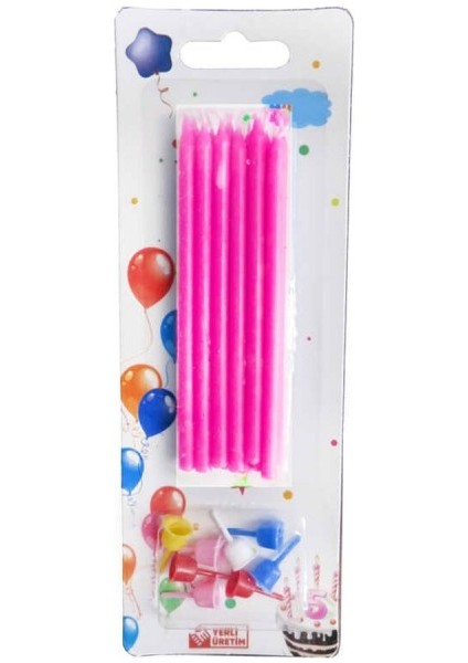 Doğum Günü Pasta Mumu Pastel 10 cm - 12 Adet Pembe