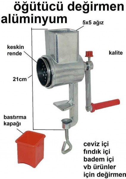 Fındık Fıstık Badem Ceviz Öğütme Makinesi Kollu El Değirmeni Mutfak Robotu Kuru Yemiş Öğütme Makina