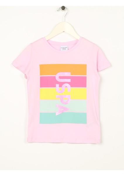 Baskılı Pembe Kız Çocuk T-Shirt Paser