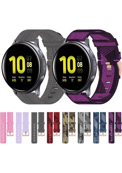 Samsung Galaxy Saat Aktif 2 İçin 40 mm. 20 mm. Naylon Dokuma Saat Bandı - Mavi (Yurt Dışından)