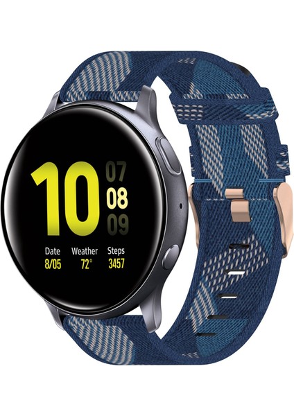 Samsung Galaxy Saat Aktif 2 İçin 40 mm. 20 mm. Naylon Dokuma Saat Bandı - Mavi (Yurt Dışından)