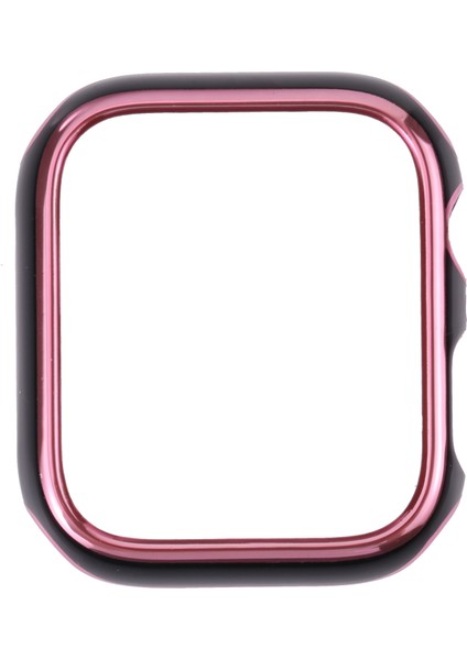 Çift Renkli Galvanik Pc Koruyucu İzle Kılıf Apple Watch Serisi 7 & 6 & Se & 5 & 4 44 mm. (Pembe Kenar + Siyah Alt) (Yurt Dışından)