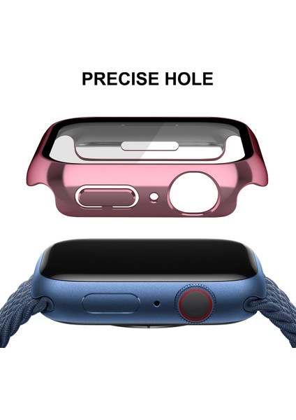 Apple Watch Serisi İçin 7 41 mm. Enkay Hat-Prens 2 1 Adet Çerçeve + 9h Temperli Cam Kılıf (Gül Altın) (Yurt Dışından)