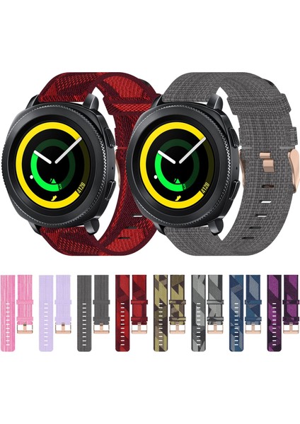 Szykd Samsung Gear Sport İçin 20 mm. Naylon Dokuma Saat Bandı - Çok Renkli (Yurt Dışından)