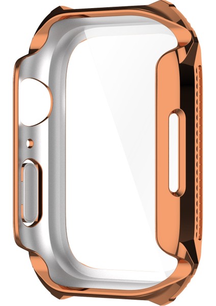 Rhombus Kemer Matkap + Temperli Film Tümleşik Kılıf Apple Watch Series 7 41 mm. (Gül Altın) (Yurt Dışından)