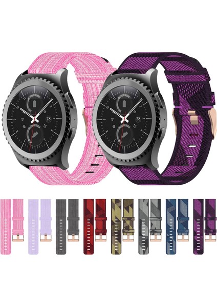 Samsung Gear S2 Klasik İçin 20 mm. Naylon Dokuma Saat Bandı - Mavi (Yurt Dışından)