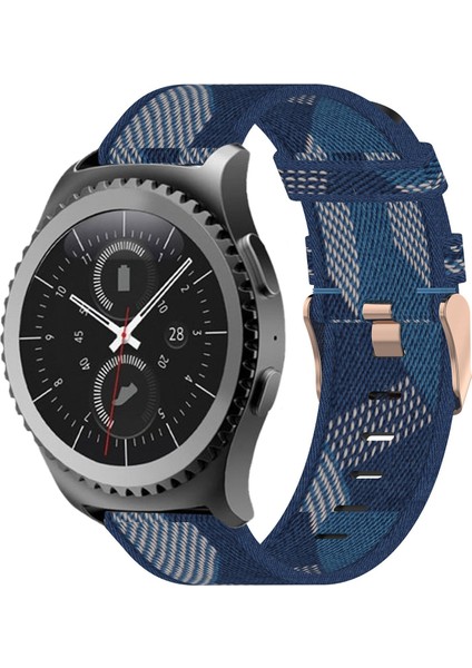 Samsung Gear S2 Klasik İçin 20 mm. Naylon Dokuma Saat Bandı - Mavi (Yurt Dışından)