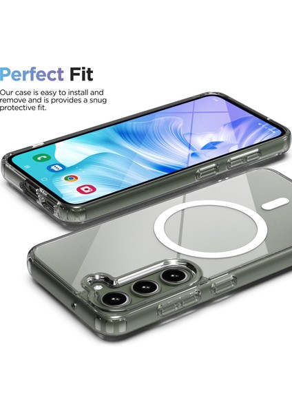 Galaxy S23 Kılıf Kablosuz Şarj Özellikli Arkası Sert Sararmaz Şeffaf Kenarları Yumuşak Silikon