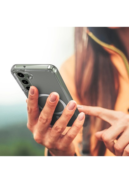 Galaxy S23 Kılıf Kablosuz Şarj Özellikli Arkası Sert Sararmaz Şeffaf Kenarları Yumuşak Silikon