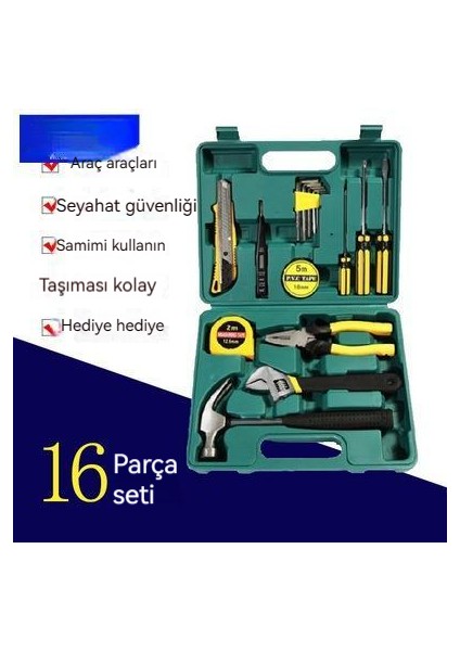 16 Parçalı Araç Çift Kullanımlı Bakım Acil Durum Kiti (Yurt Dışından)