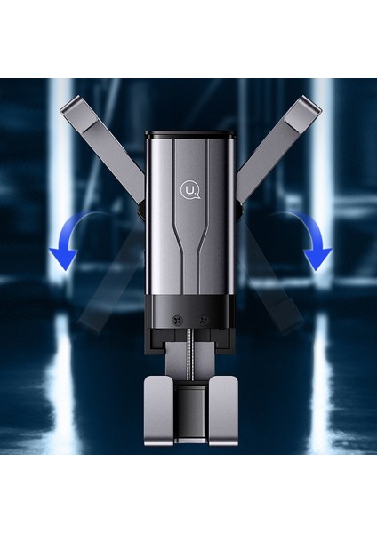 ZJ058 Araba Tam Otomatik Gizli Çift Kol Hava Çıkış Yerçekimi Braketi (Siyah) (Yurt Dışından)