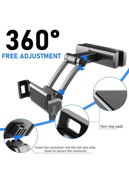 Pb-48 Araba Post-Sıra Geri Yastık Cep Telefonu Tutucu Arka Koltuk Düz Teleskopik Braketi (Siyah) (Yurt Dışından) modelleri