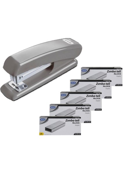 758 Zımba Makinesi 24/6 Gri + 5 Adet Zımba Teli