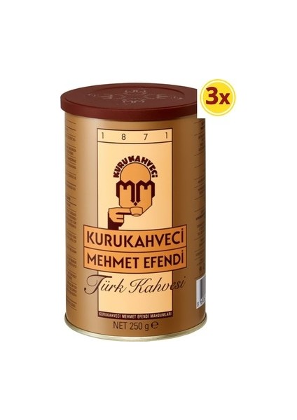 Türk Kahvesi 250GR Teneke Kutu 3'lü Paket