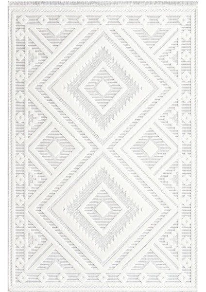 Almond Ekru Gri Retro Desen Kilim