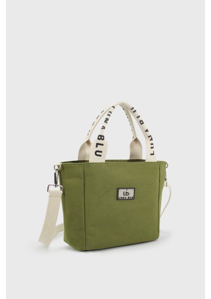 Kadın Haki Mini Kanvas Kumaş Tote Çanta fiyatları