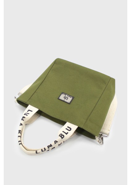 Kadın Haki Mini Kanvas Kumaş Tote Çanta modelleri