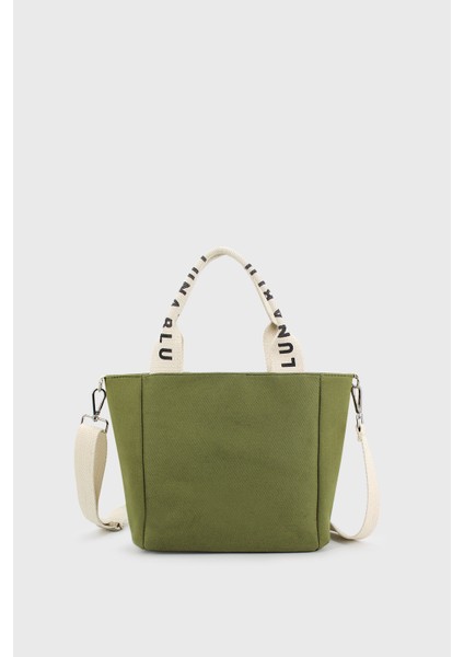 Kadın Haki Mini Kanvas Kumaş Tote Çanta fırsatları