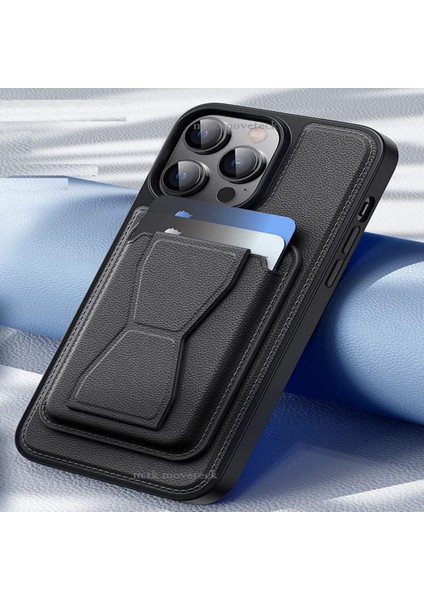 Apple iPhone 14 Pro Standlı Kılıf Destekli Ayrılabilir Kart Tutuculu Kılıf Orijinal Deri Cardsafe