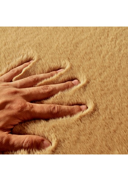 Rex Tavşanı Dekoratif Post Peluş Halı Camel (Tüy Yüksekliği 22 Mm) modelleri