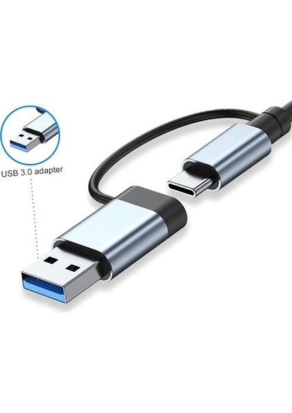 Alüminyum USB Hub 7 In 1 USB / Type-C To USB A, USB C, USB 2.0 / 3.0 Çevirici Adaptör Çok Portlu Tak Çalıştır USB Çevirici