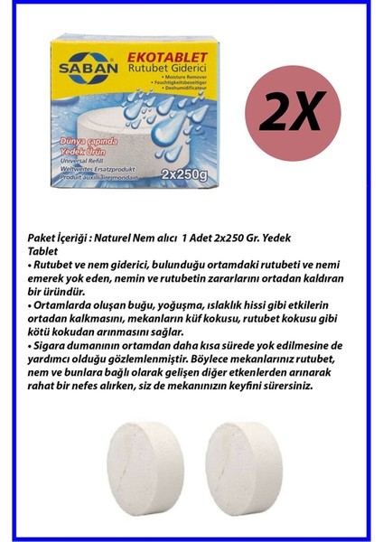 Saban nem Alıcılı ve Rutubet Giderici Yedek Tablet 2X500 gr Naturel 2'li Paket modelleri